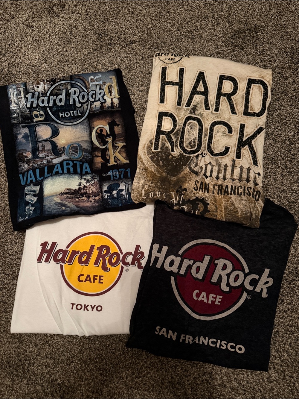 4 Hard Rock t-shirts